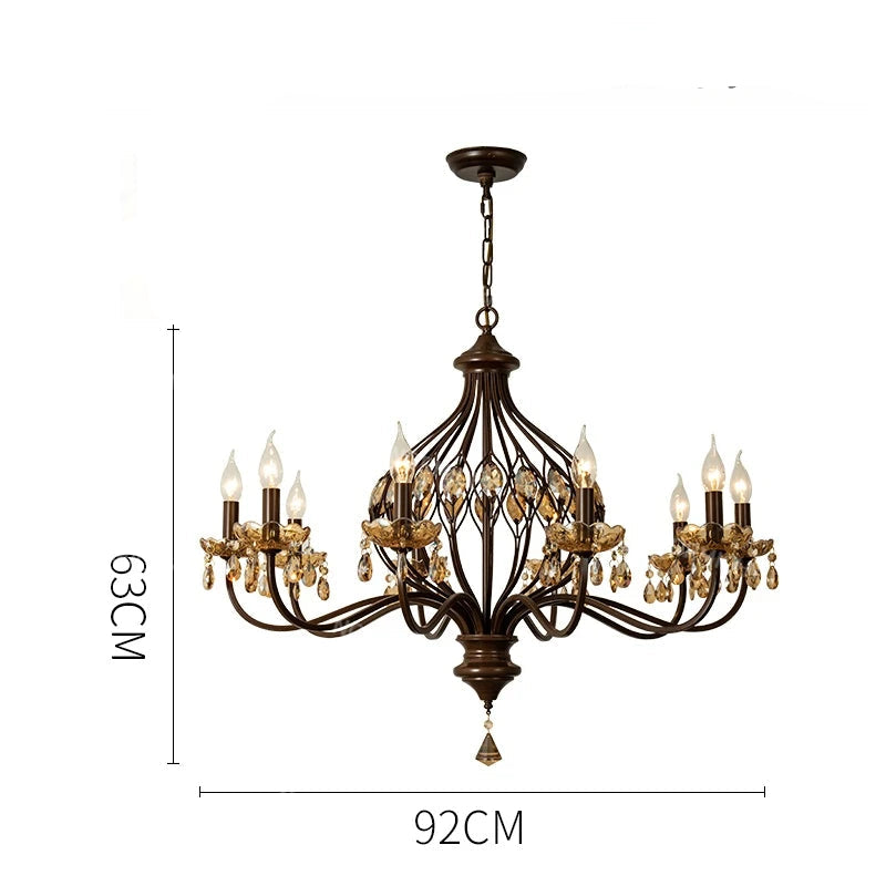 Walnut crystal chandelier in vintage french style