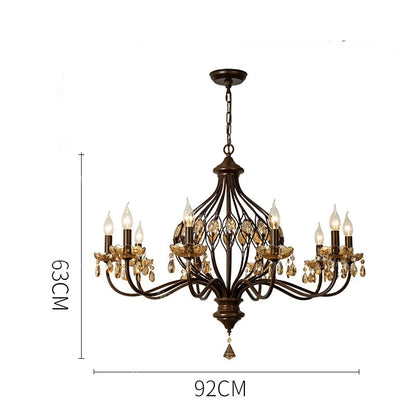 Walnut crystal chandelier in vintage french style