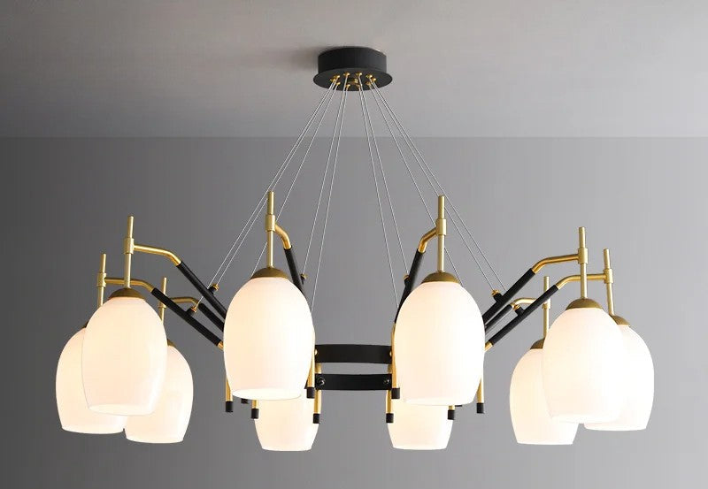 LED-Kronleuchter aus schwarzem Glas für Kücheninsel