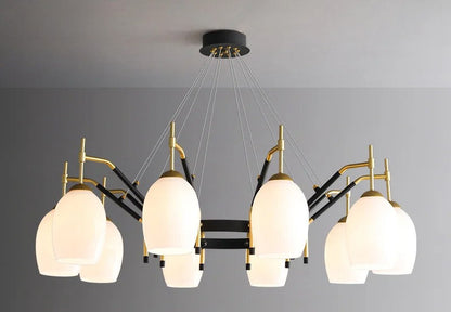 LED-Kronleuchter aus schwarzem Glas für Kücheninsel