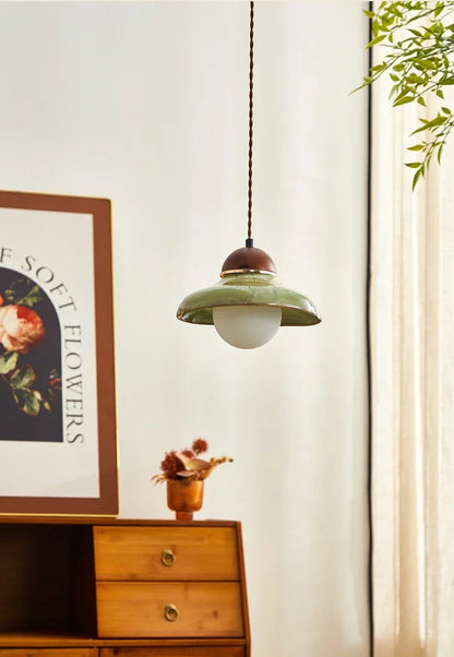 Groene keramische schaal hanglamp voor kookeiland