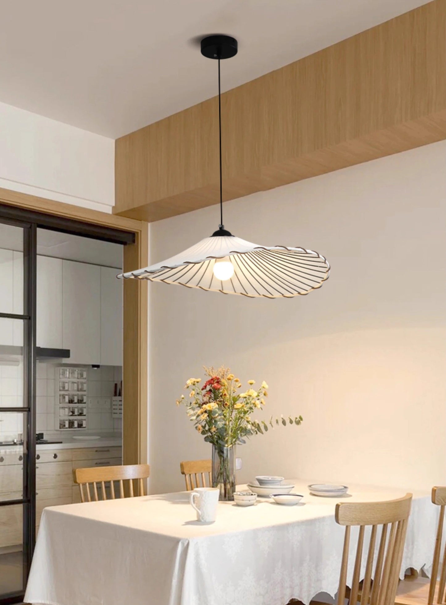 Katoenen linnen hanglamp voor de eetkamer