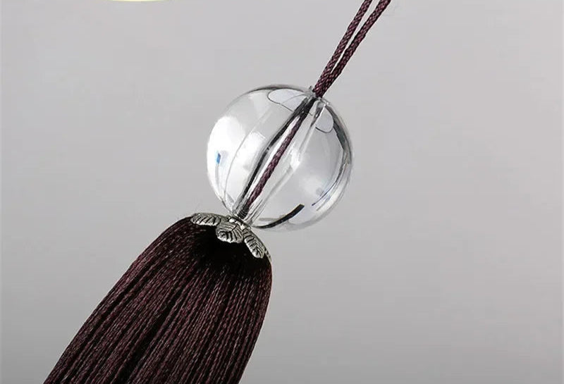 Crystal tassel detail on Magnolia Flower Pendant Light, adding vintage charm to the floral ceiling lamp design.
