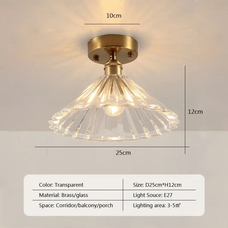 Vintage european clear glass flush ceiling light