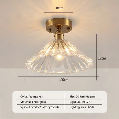 Vintage european clear glass flush ceiling light