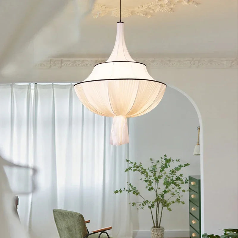 Washed linen canopy pendant