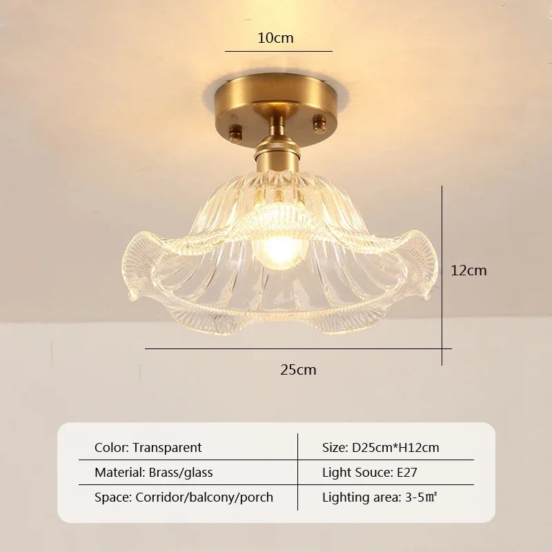 Vintage european clear glass flush ceiling light