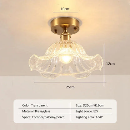 Vintage european clear glass flush ceiling light