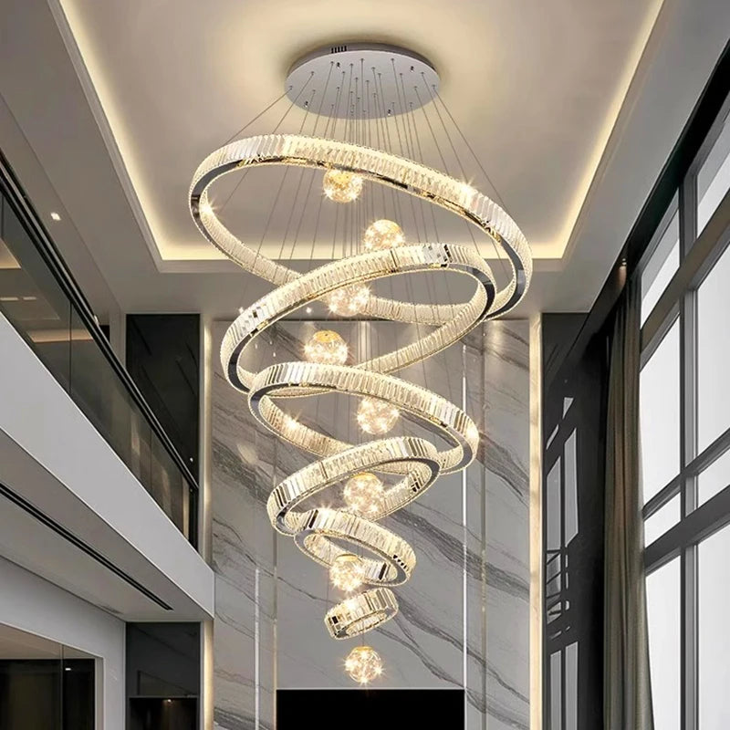 Crystal staircase chandelier for duplex living room