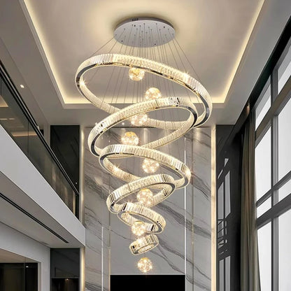 Crystal staircase chandelier for duplex living room