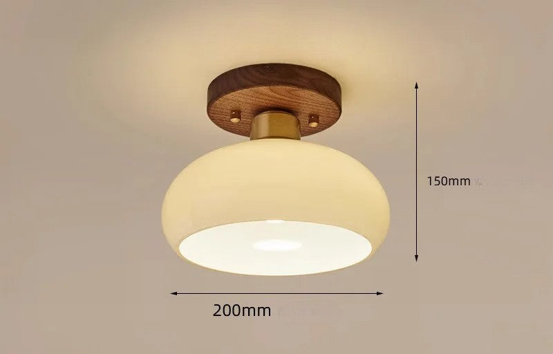 Walnut ceiling light wabi sabi for hallway