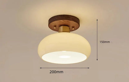 Walnut ceiling light wabi sabi for hallway