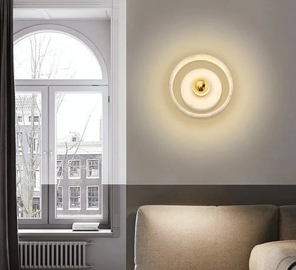 Wabi-sabi modern marble round wall lamp