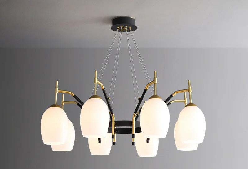 LED-Kronleuchter aus schwarzem Glas für Kücheninsel