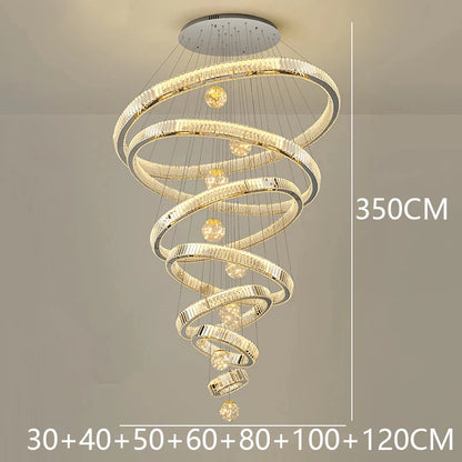 Crystal staircase chandelier for duplex living room