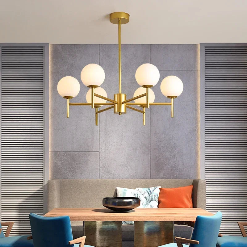 Globe cluster arms chandelier