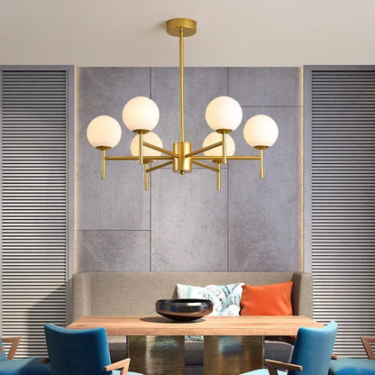 Globe cluster arms chandelier