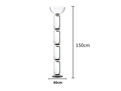Model C 5-section Italian glass floor lamp – nordic minimalist design with 150cm height and 18W LED lighting.
