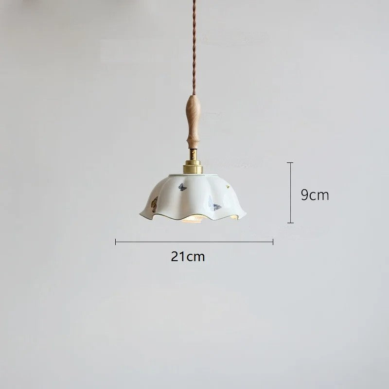 Butterfly keramische koperen LED-hanglamp voor de slaapkamer