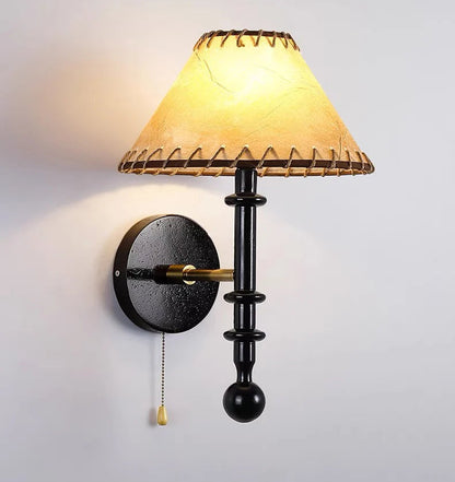 Nordic solid wood fabric wall lamp for bedroom