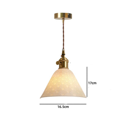 Vintage ceramic LED pendant lamp with brass fitting