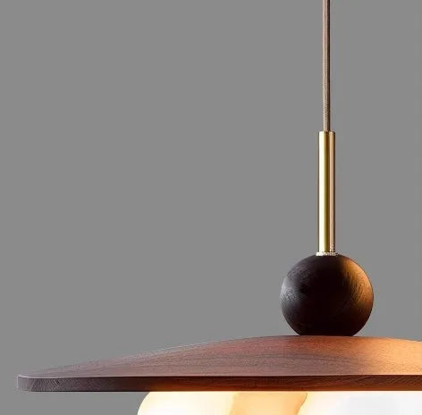 Suspension LED couleur noyer pour table à manger et cuisine