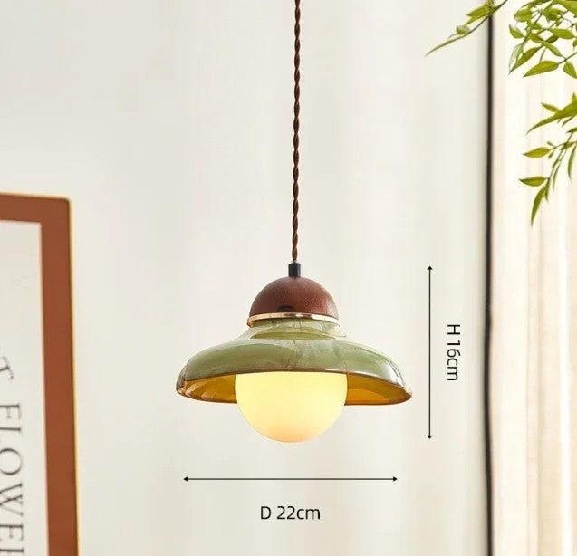 Groene keramische schaal hanglamp voor kookeiland