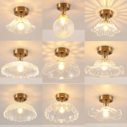 Vintage european clear glass flush ceiling light