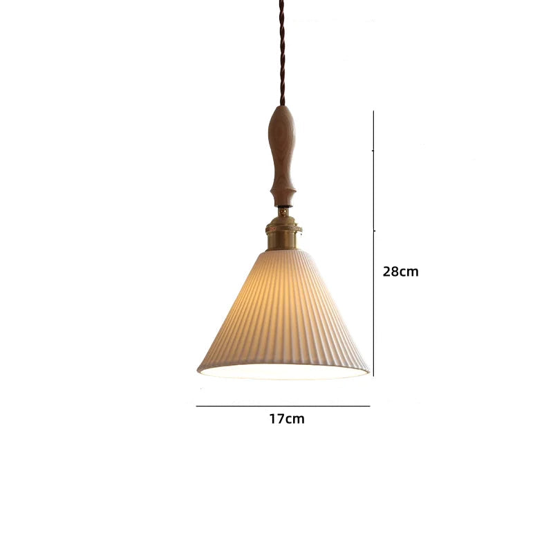 Vintage ceramic LED pendant lamp with brass fitting
