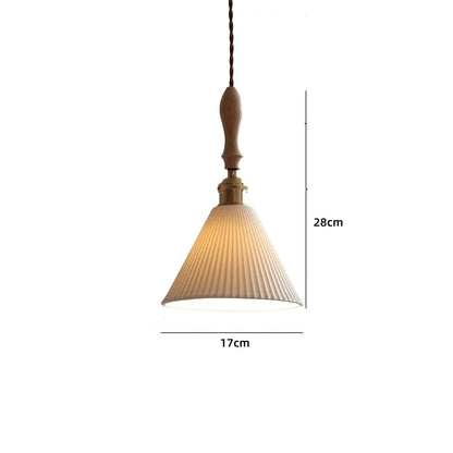 Vintage ceramic LED pendant lamp with brass fitting
