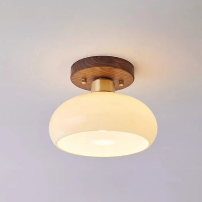 Walnut ceiling light wabi sabi for hallway