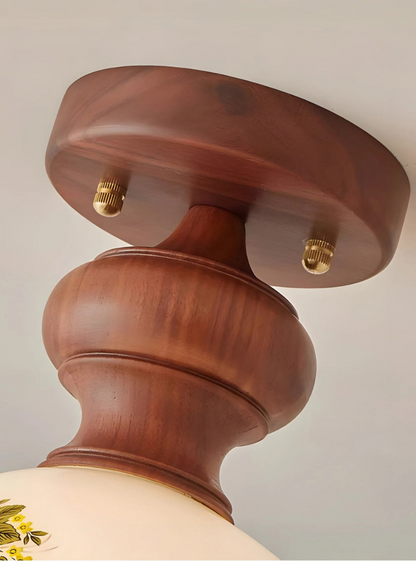 Camellia glass walnut ceiling light