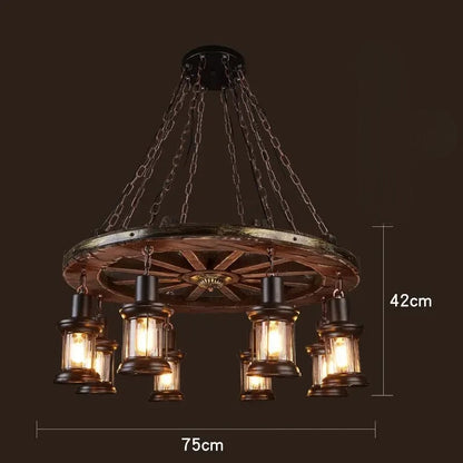 Suspension vintage en bois massif de style loft