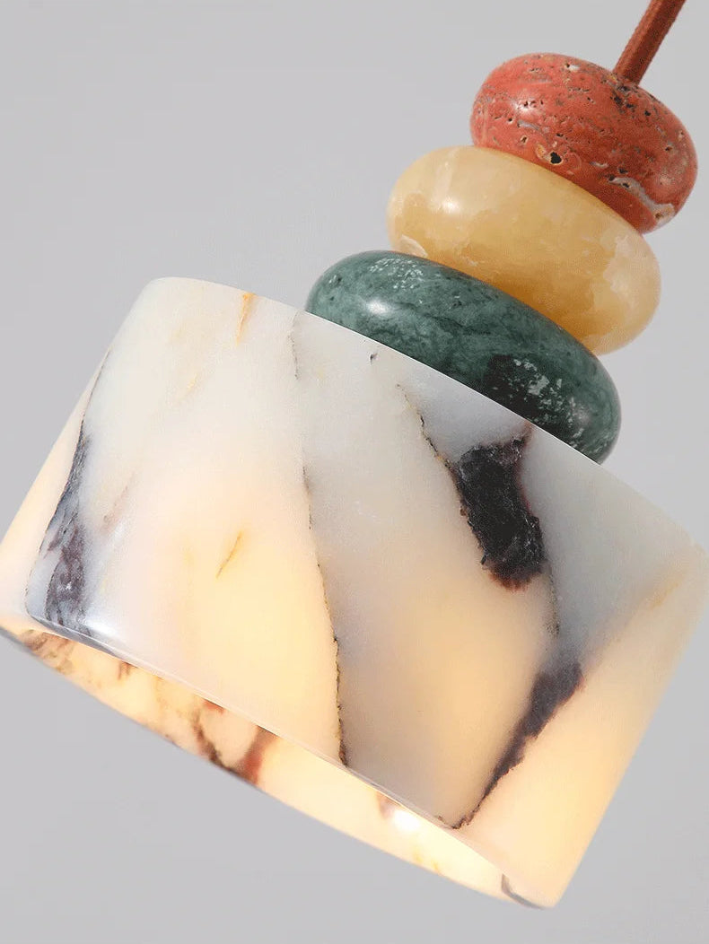 Suspension ronde en pierre naturelle blanche pour chambre à coucher