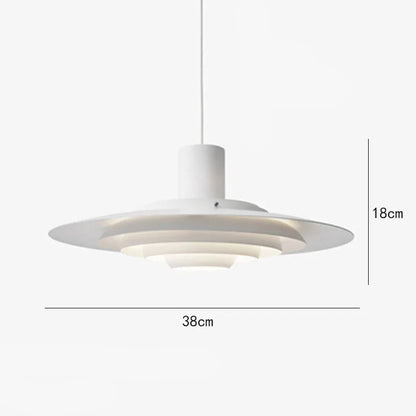 White Silver Cord Pendant Light - E27 Art Lamp with 38cm diameter and adjustable 150cm cord, made of iron and aluminum.