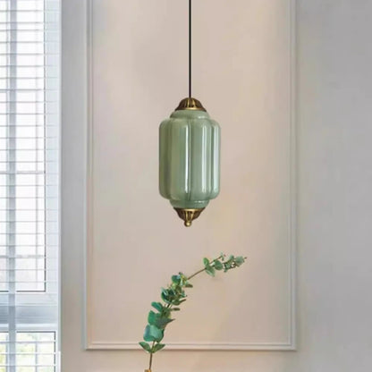 Vintage milk glass pendant with brass