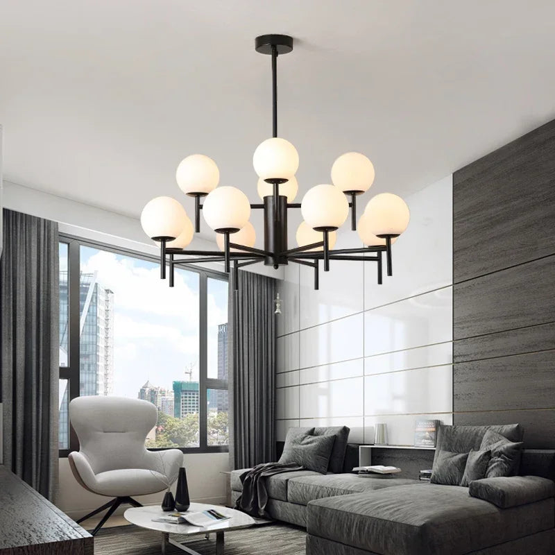 Globe cluster arms chandelier