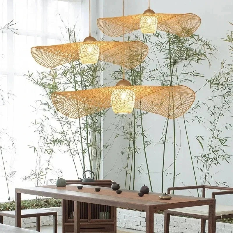 Vintage handmade rattan ceiling light
