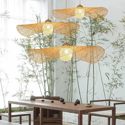 Vintage handmade rattan ceiling light