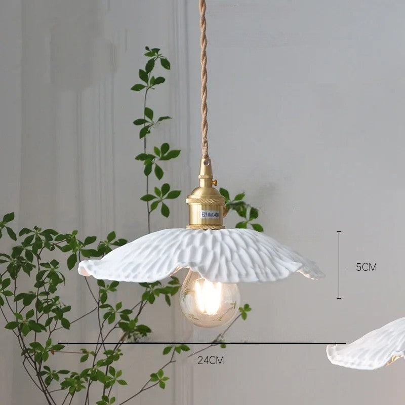 White flower ceramic led pendant light for living room