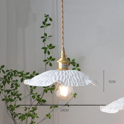 White flower ceramic led pendant light for living room