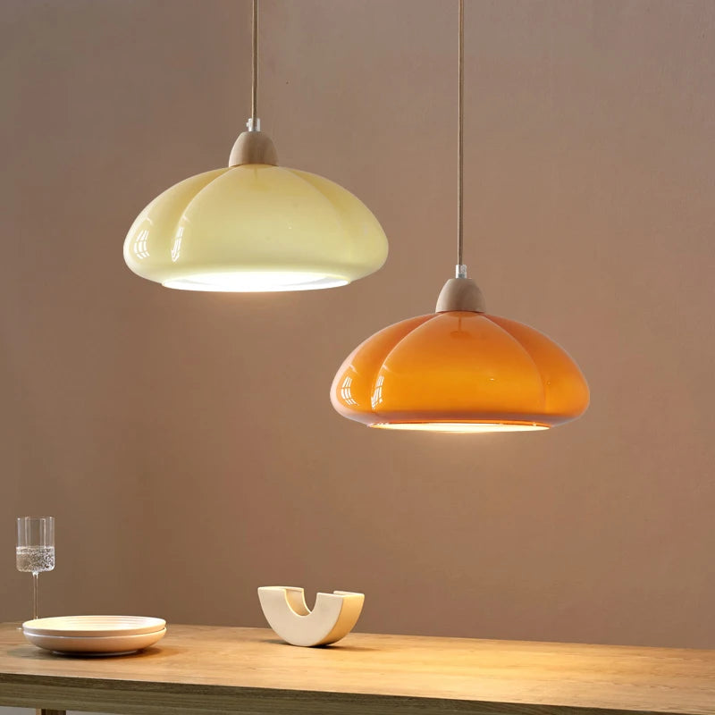 Pumpkin glass LED pendant light japanese style
