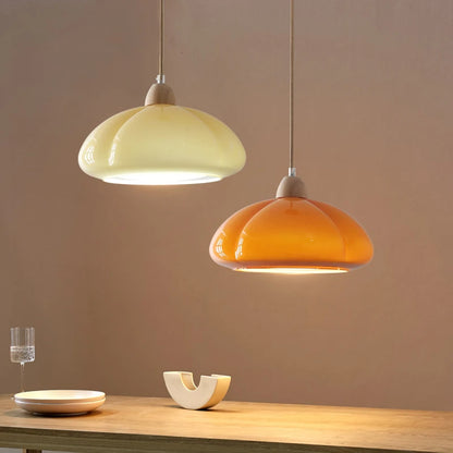Pumpkin glass LED pendant light japanese style