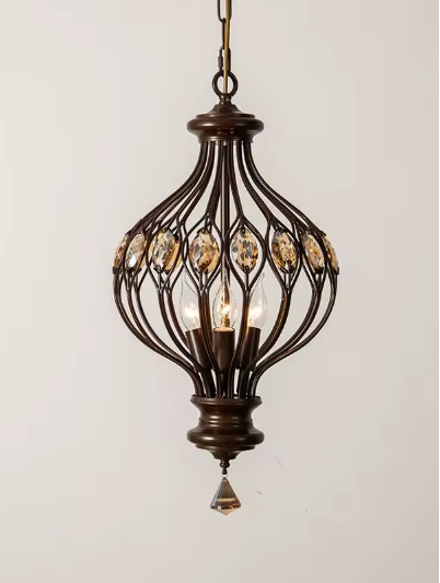 Walnut crystal chandelier in vintage french style