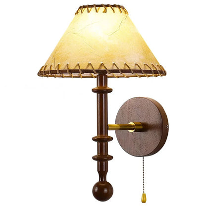 Nordic solid wood fabric wall lamp for bedroom