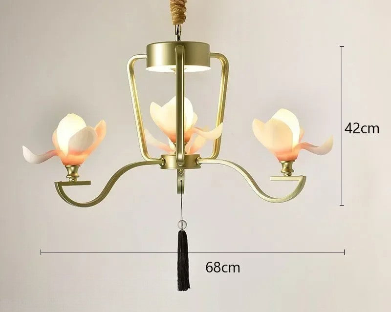 Magnolia flower retro modern chandelier