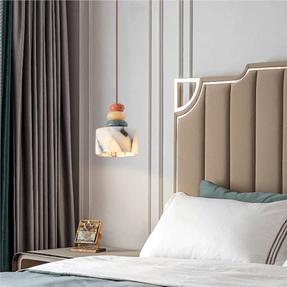 Suspension ronde en pierre naturelle blanche pour chambre à coucher