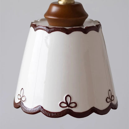 Ceramic LED pendant light with wood nordic design