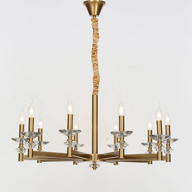 Iron frame crystal candle chandelier for dining room