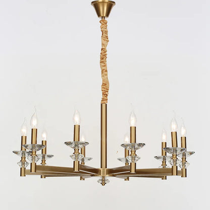 Iron frame crystal candle chandelier for dining room